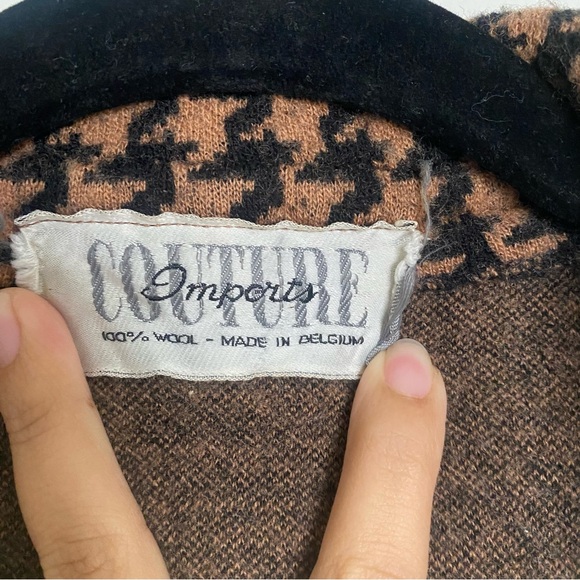 Vintage Couture Imports 100% Wool Houndstooth Coat with cape Size S/M - Picture 4 of 8